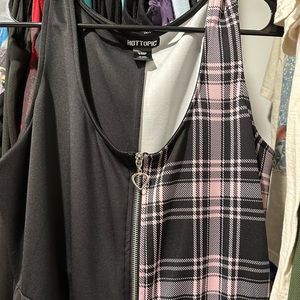 Hot topic half black half pink plaid dress